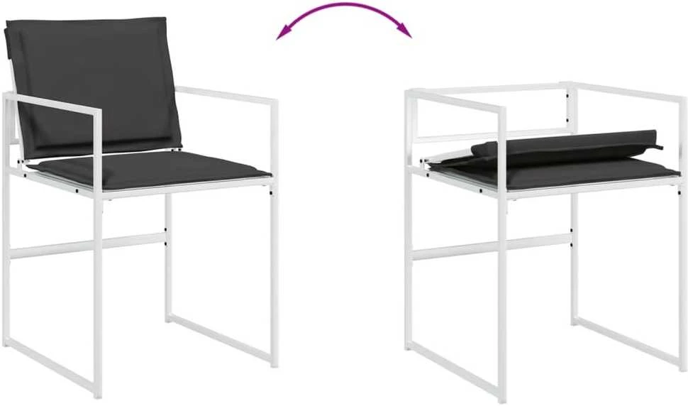 Lauko baldų komplektas Sodo komplektas su pagalvėlėmis, 17 dalių, baltas, tekstilenas
