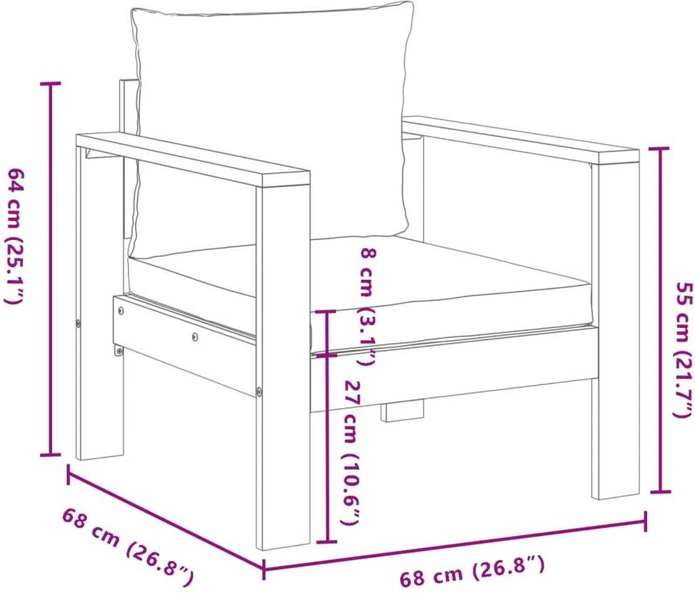 Lauko baldų komplektas Sodo komplektas su pagalvėlėmis, 3 dalių, akacijos masyvas