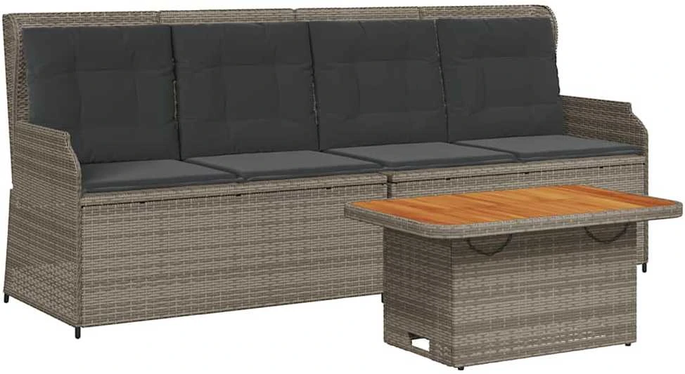 Lauko baldų komplektas Sodo komplektas su pagalvėlėmis, 3 dalių, pilkas, poliratanas