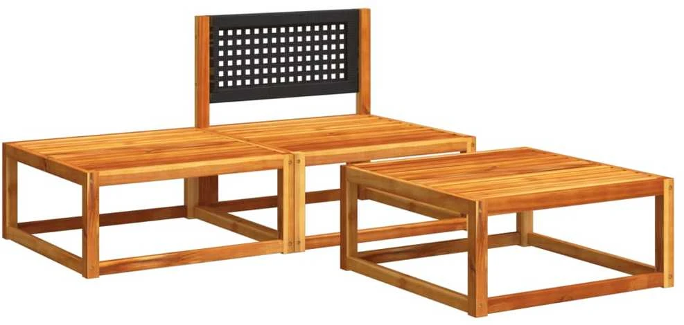 Lauko baldų komplektas Sodo komplektas su pagalvėlėmis, 3 dalių, akacijos masyvas