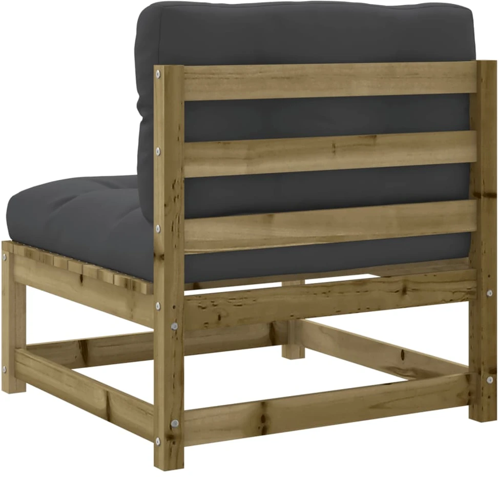 Lauko baldų komplektas Sodo komplektas su pagalvėlėmis, 3 dalių, impregnuota pušis
