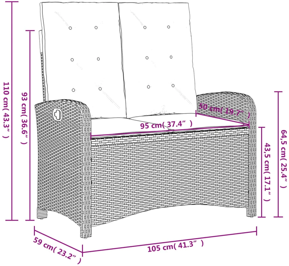 Lauko baldų komplektas Sodo komplektas su pagalvėlėmis, 4 dalių, juodas, poliratanas
