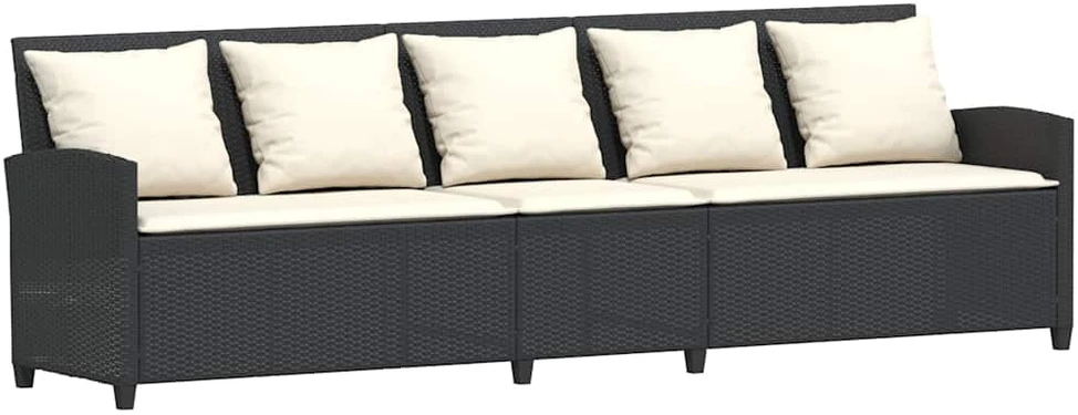Sofa Sodo komplektas su pagalvėlėmis, 4 dalių, juodas, poliratanas