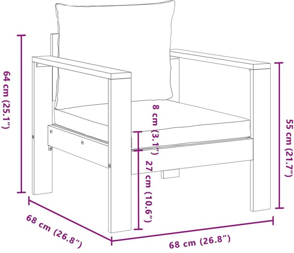 Lauko baldų komplektas Sodo komplektas su pagalvėlėmis, 4 dalių, akacijos masyvas