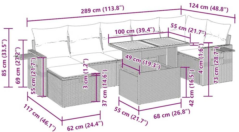 Lauko baldų komplektas Sodo komplektas su pagalvėlėmis, 5 dalių, poliratanas/akacija