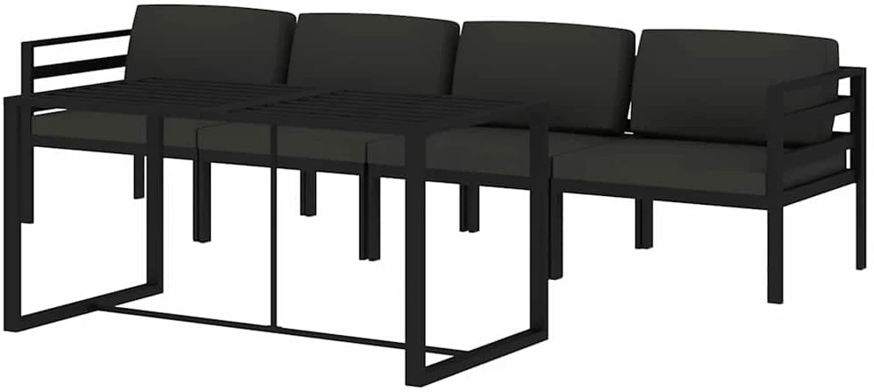 Lauko baldų komplektas Sodo komplektas su pagalvėlėmis, 5 dalių, antracito, aliuminis