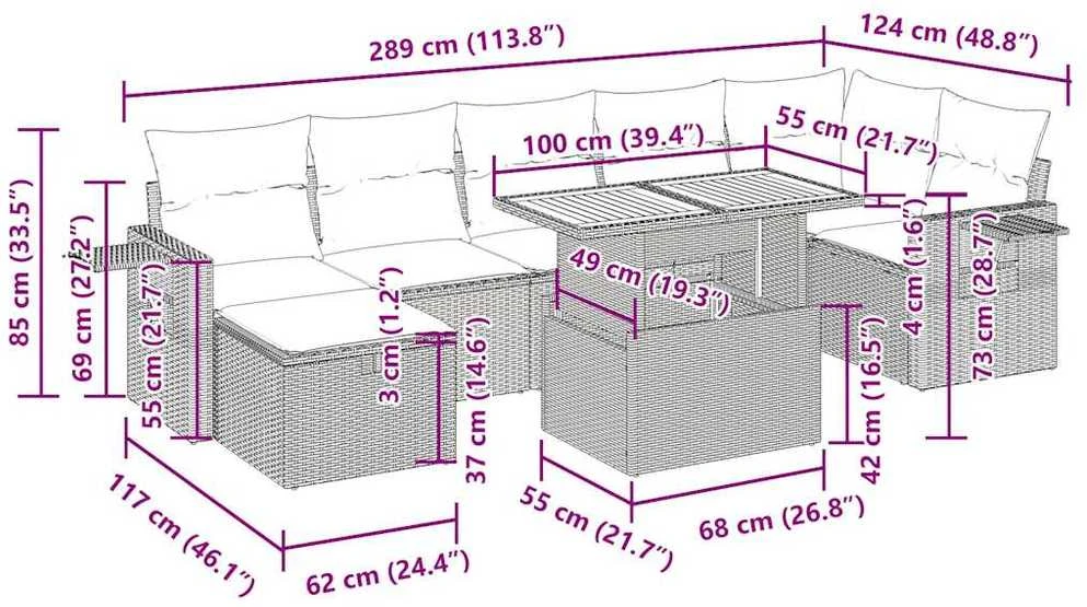 Lauko baldų komplektas Sodo komplektas su pagalvėlėmis, 5 dalių, poliratanas/akacija