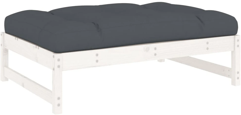 Lauko baldų komplektas Sodo komplektas su pagalvėlėmis, 5 dalių, baltas, mediena