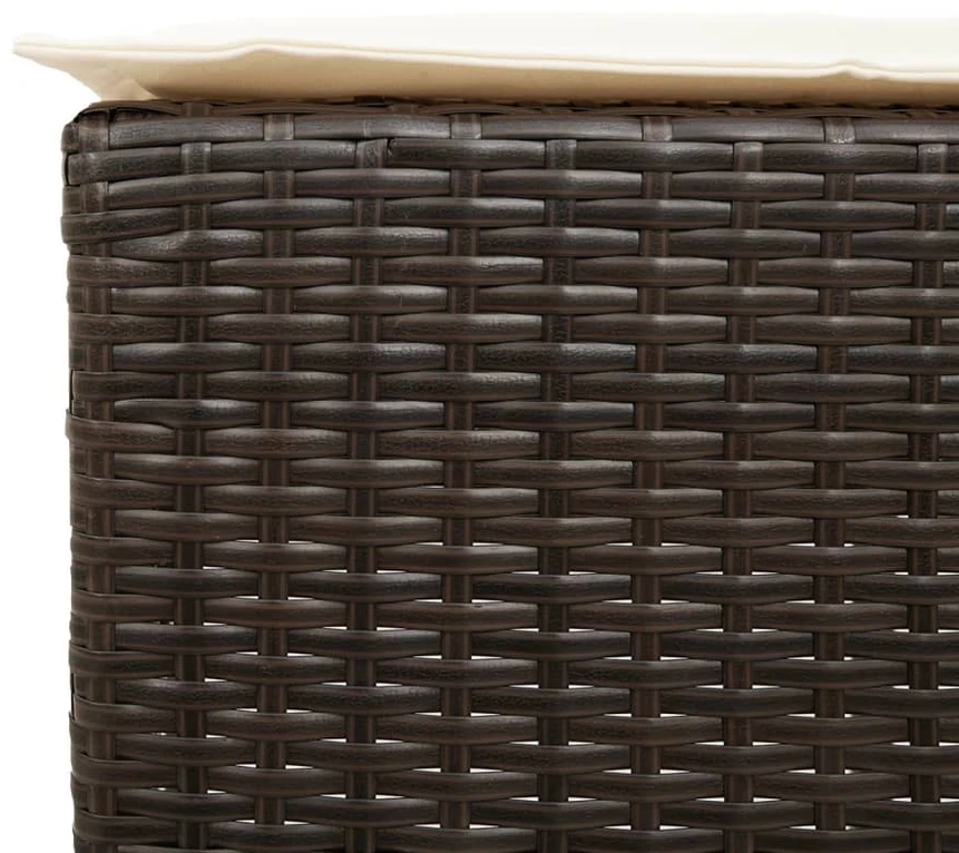 Lauko baldų komplektas Sodo komplektas su pagalvėlėmis, 5 dalių, rudas, poliratanas