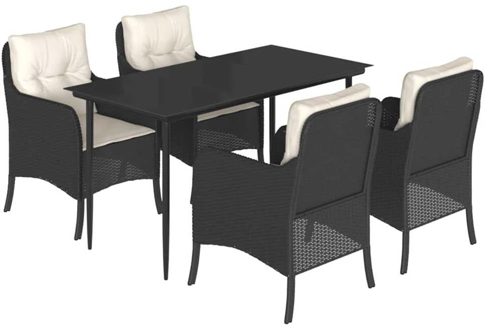 Sodo komplektas su pagalvėlėmis, 5 dalių, juodas, poliratanas