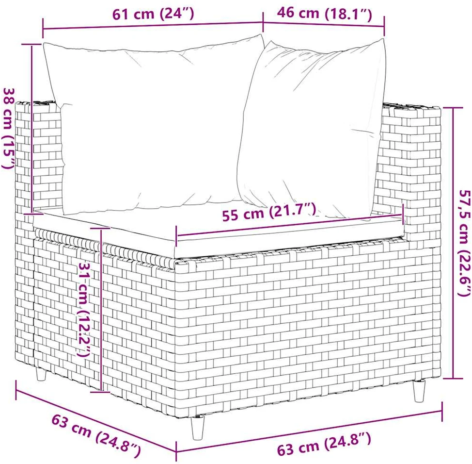 Sodo komplektas su pagalvėlėmis, 6 dalių, pilkas, poliratanas