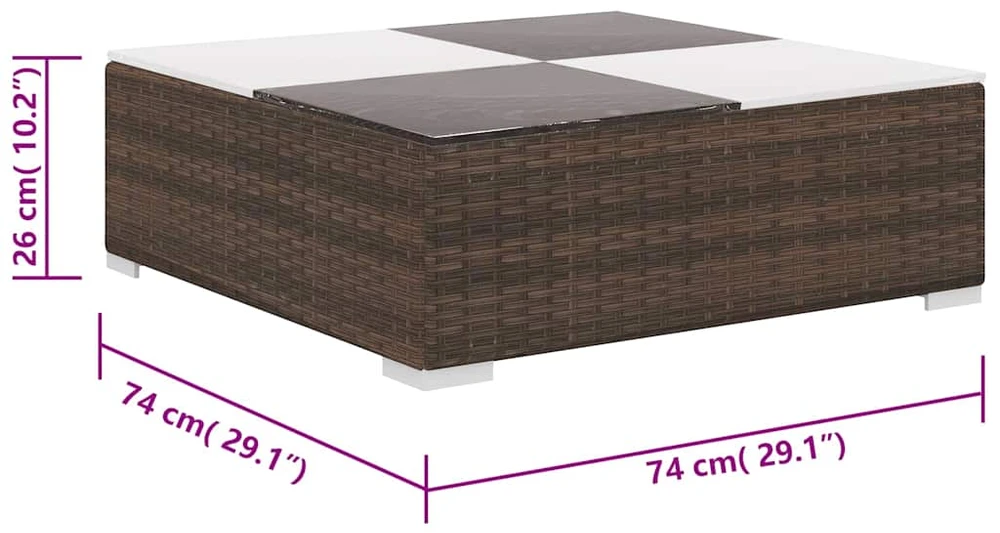 Lauko baldų komplektas Sodo komplektas su pagalvėlėmis, 6 dalių, rudas, poliratanas