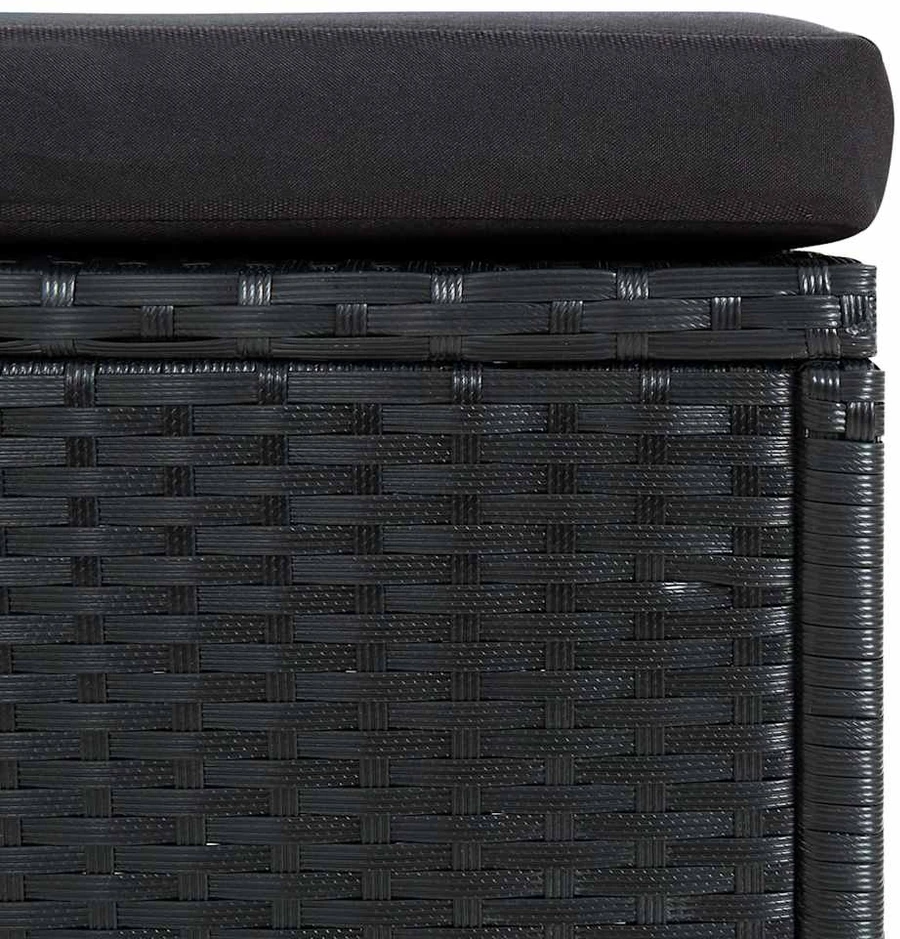 Lauko baldų komplektas Sodo komplektas su pagalvėlėmis, 6 dalių, juodas, poliratanas