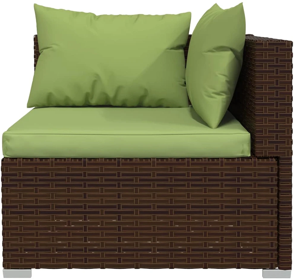Lauko baldų komplektas Sodo komplektas su pagalvėlėmis, 6 dalių, rudas, poliratanas