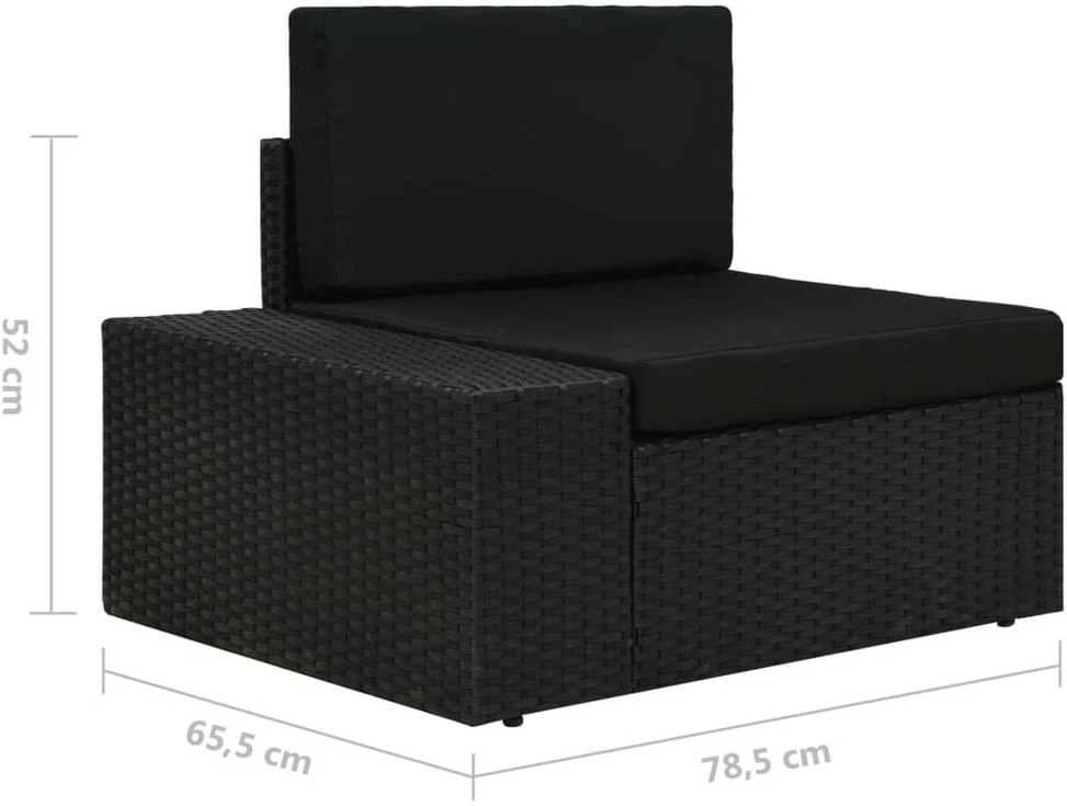 Lauko baldų komplektas Sodo komplektas su pagalvėlėmis, 6 dalių, juodas, poliratanas