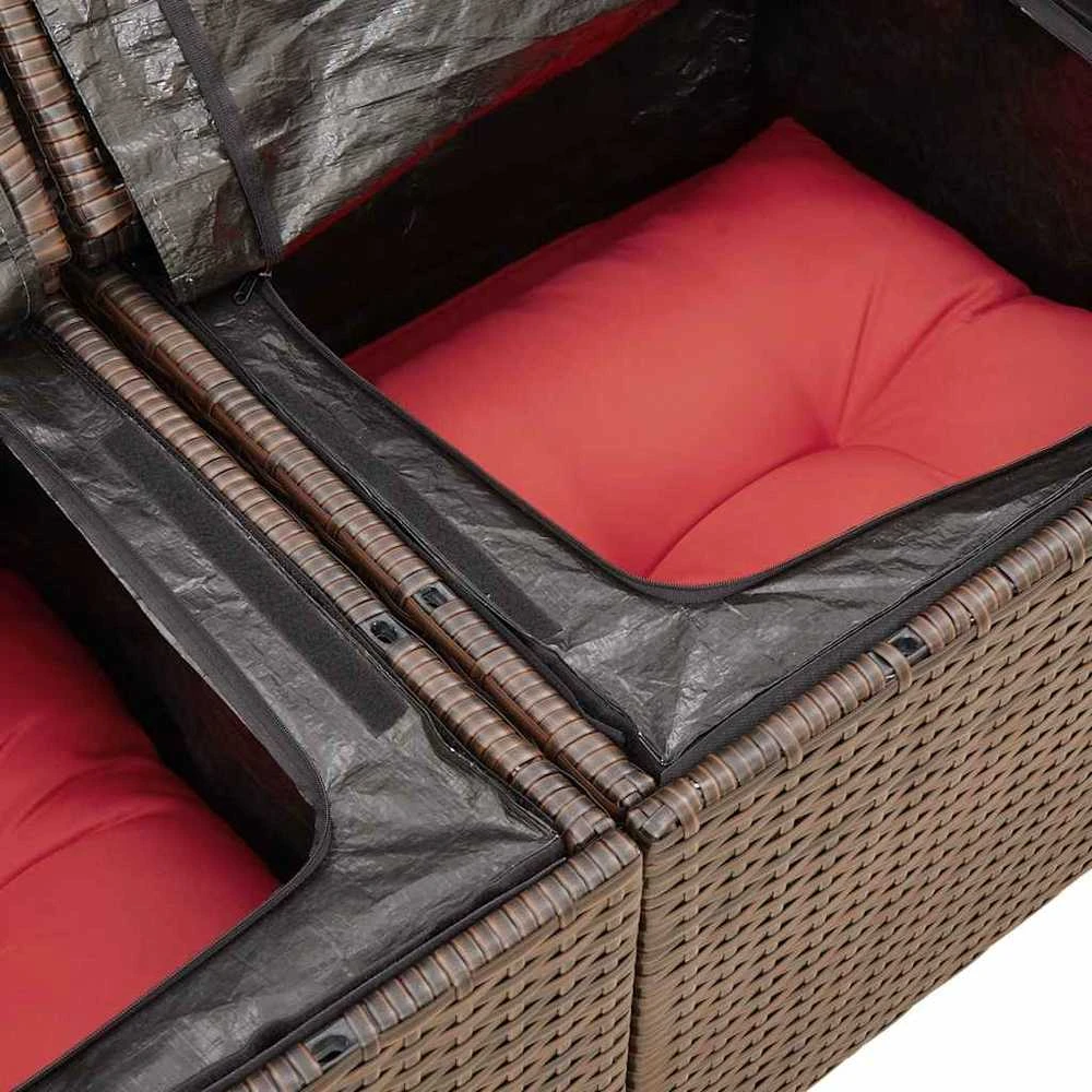 Lauko baldų komplektas Sodo komplektas su pagalvėlėmis, 6 dalių, poliratanas/akacija