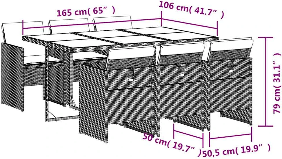 Lauko baldų komplektas Sodo komplektas su pagalvėlėmis, 7 dalių, smėlio, poliratanas