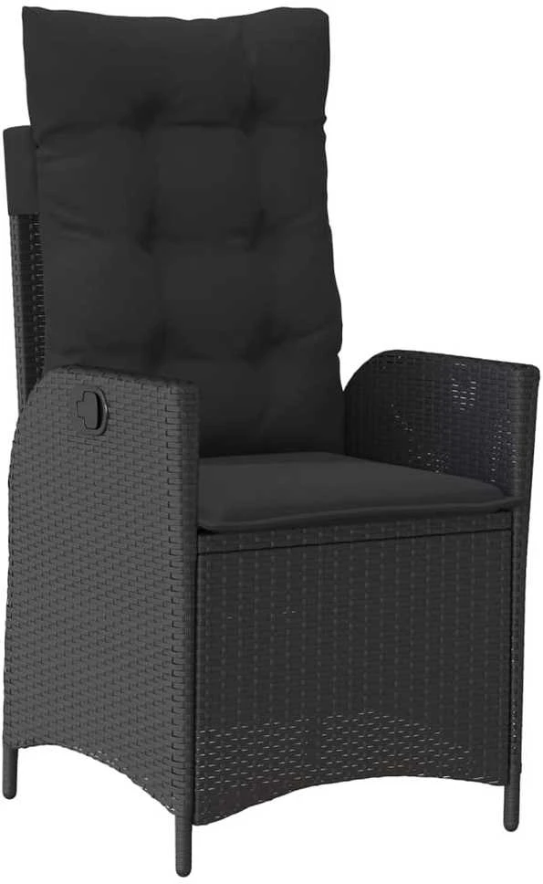 Sofa Sodo komplektas su pagalvėlėmis, 7 dalių, juodas, poliratanas