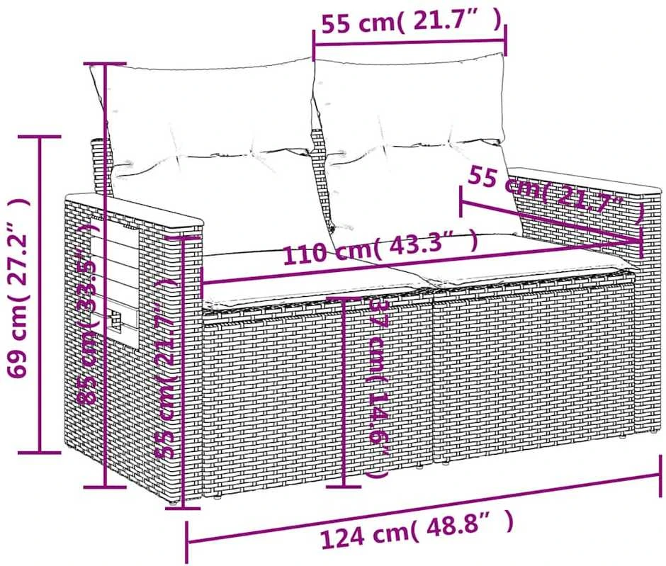 Lauko baldų komplektas Sodo komplektas su pagalvėlėmis, 7 dalių, poliratanas/akacija