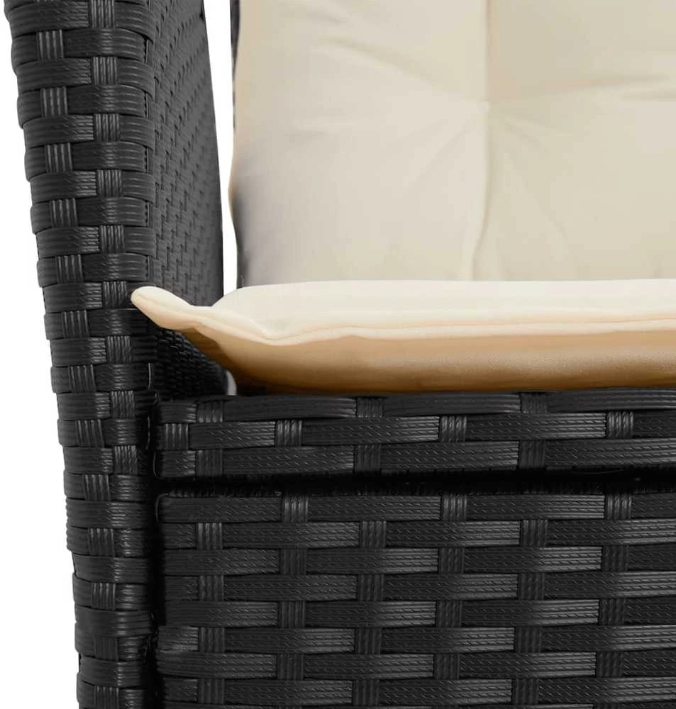 Sofa Sodo komplektas su pagalvėlėmis, 7 dalių, juodas, poliratanas