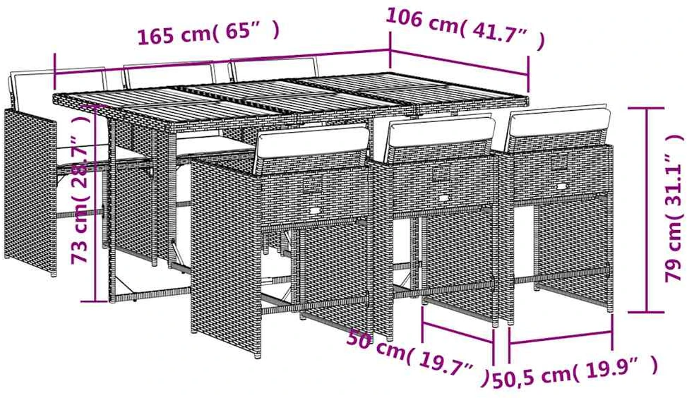 Lauko baldų komplektas Sodo komplektas su pagalvėlėmis, 7 dalių, juodas, poliratanas
