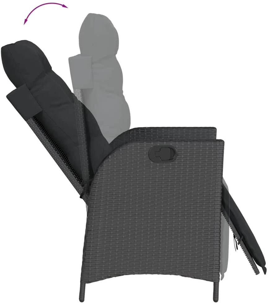 Lauko baldų komplektas Sodo komplektas su pagalvėlėmis, 7 dalių, juodas, poliratanas