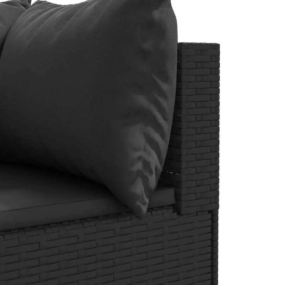 Lauko baldų komplektas Sodo komplektas su pagalvėlėmis, 7 dalių, juodas, poliratanas