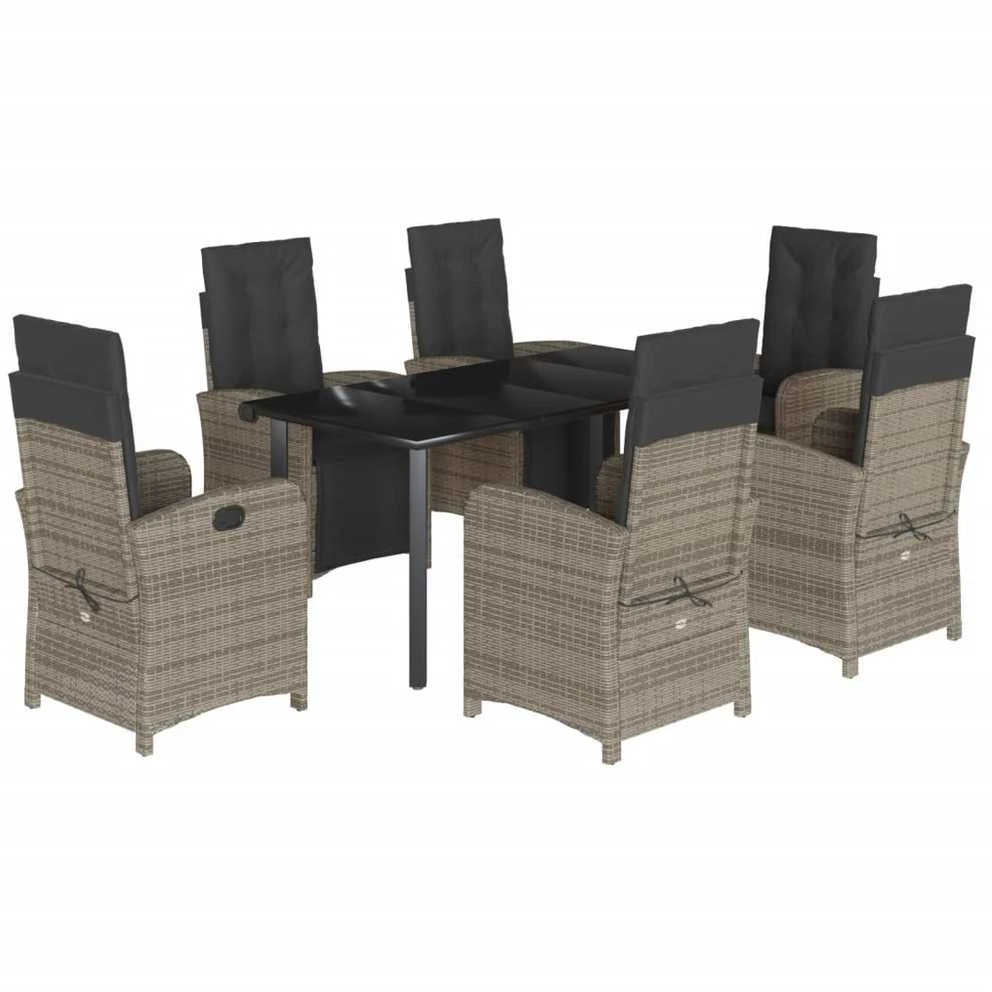 Sodo komplektas su pagalvėlėmis, 7 dalių, pilkas, poliratanas