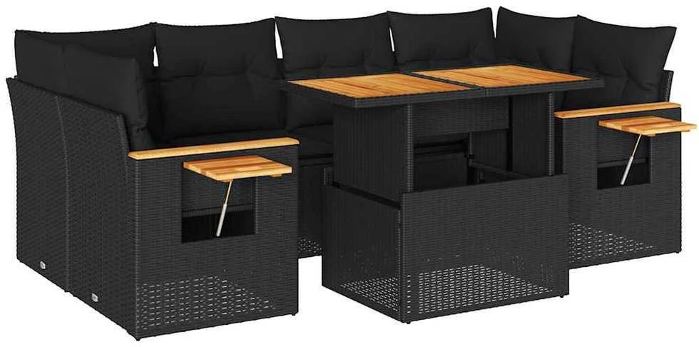 Sodo komplektas su pagalvėlėmis, 7 dalių, poliratanas/akacija