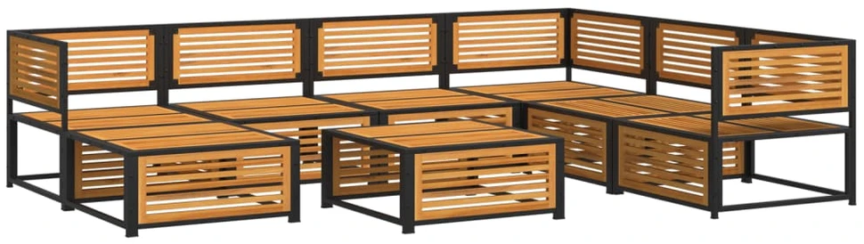 Lauko baldų komplektas Sodo komplektas su pagalvėlėmis, 8 dalių, akacijos masyvas