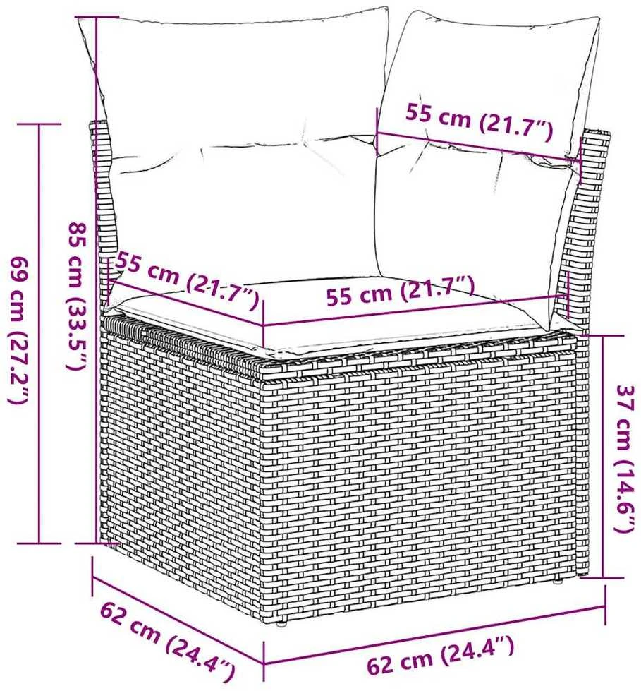 Lauko baldų komplektas Sodo komplektas su pagalvėlėmis, 8 dalių, rudas, poliratanas