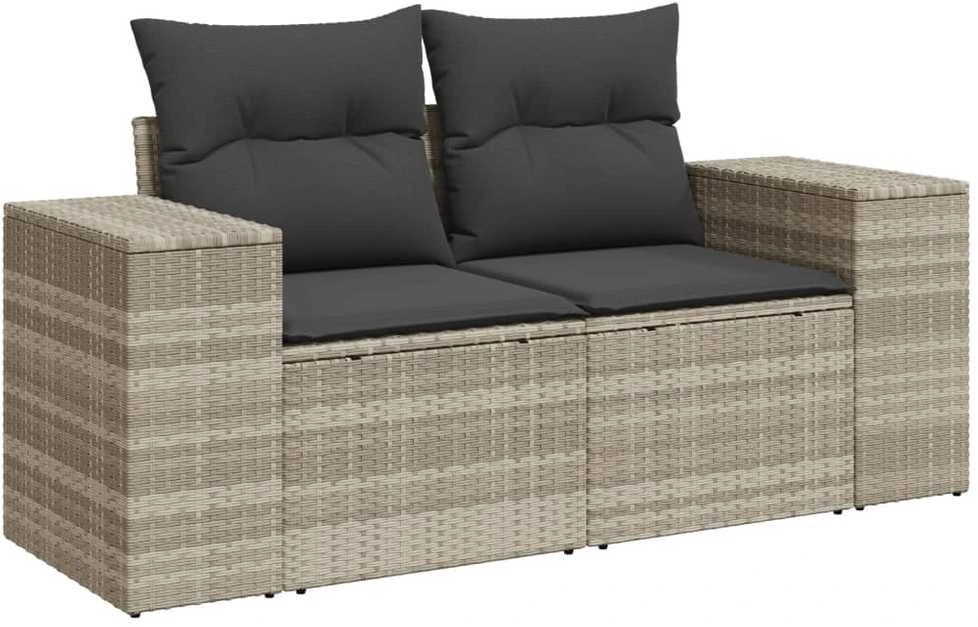 Sofa Sodo komplektas su pagalvėlėmis, 8 dalių, pilkas, poliratanas