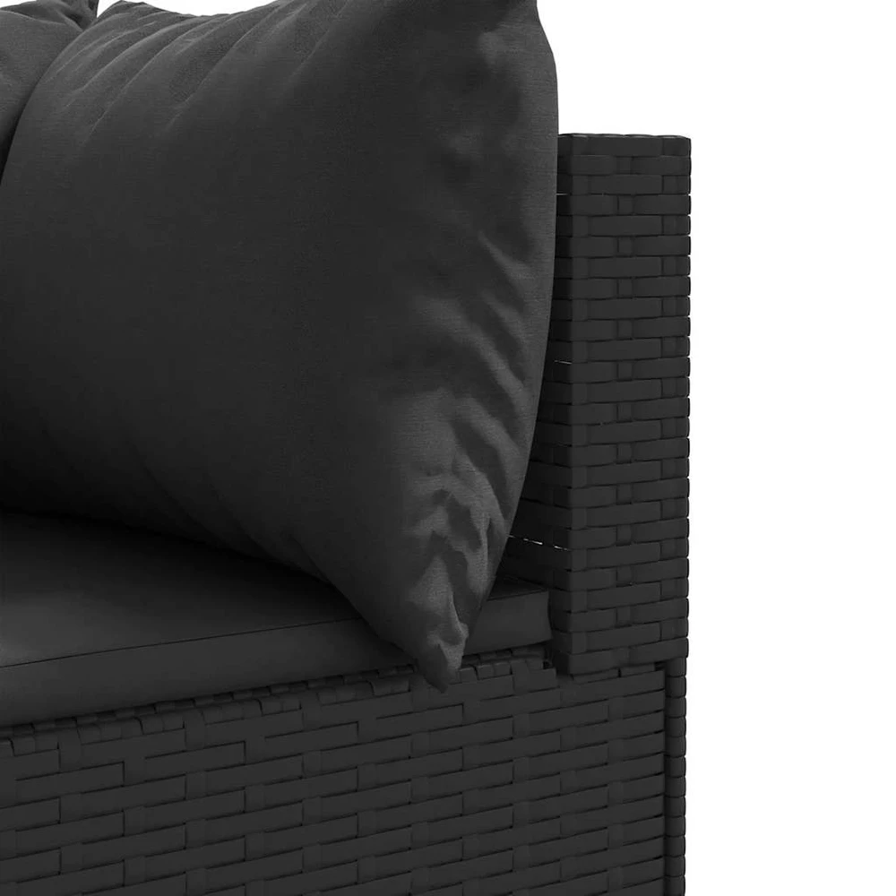 Lauko baldų komplektas Sodo komplektas su pagalvėlėmis, 8 dalių, juodas, poliratanas