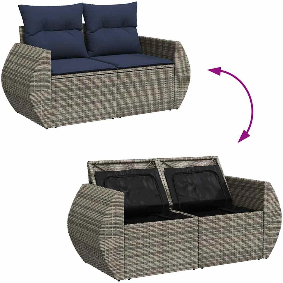 Sodo komplektas su pagalvėlėmis, 8 dalių, poliratanas/akacija