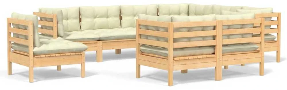 Lauko baldų komplektas Sodo komplektas su pagalvėlėmis, 9 dalių, pušies masyvas
