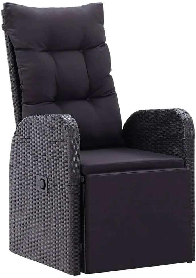 Sofa Sodo komplektas su pagalvėlėmis, 9 dalių, juodas, poliratanas