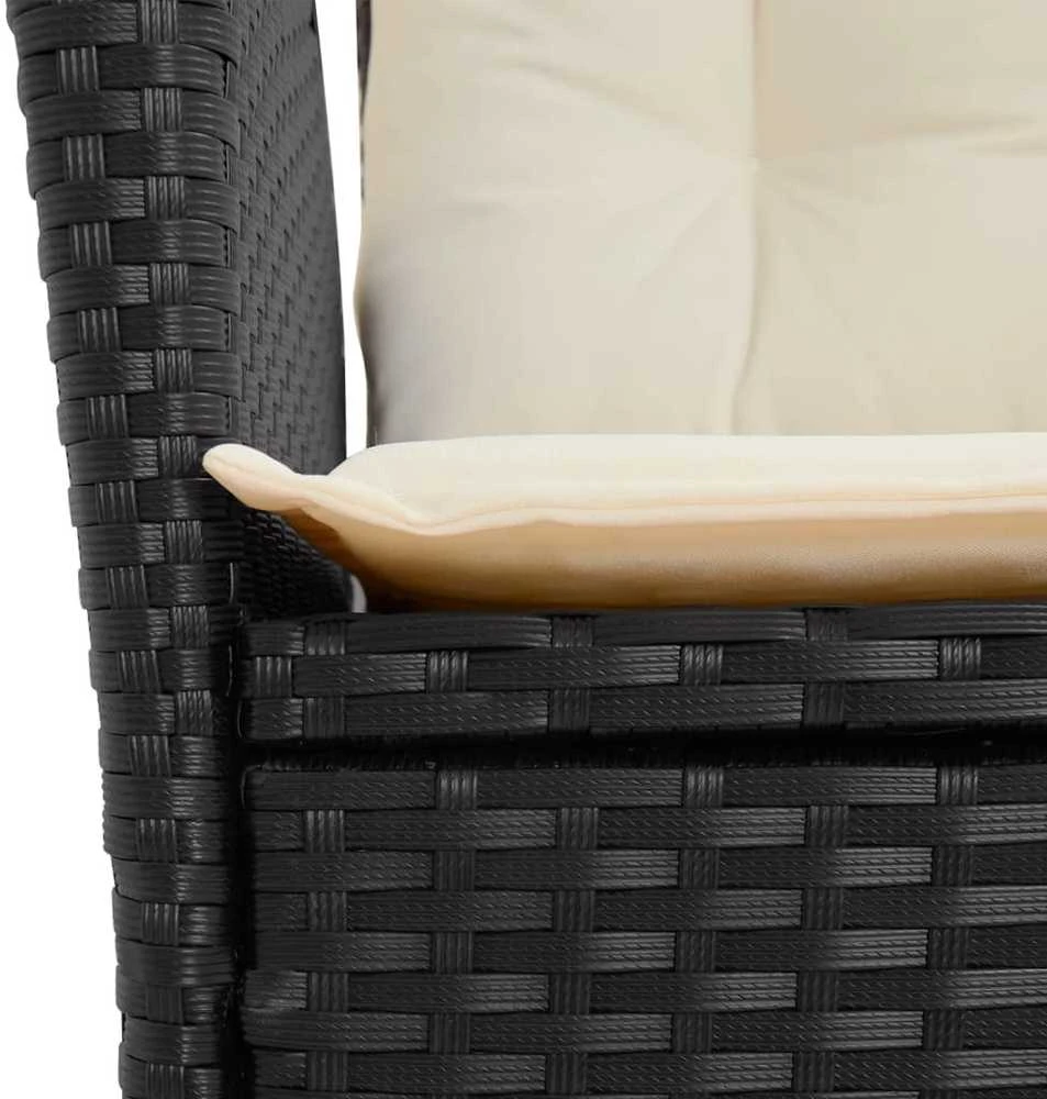 Sofa Sodo komplektas su pagalvėlėmis, 9 dalių, juodas, poliratanas