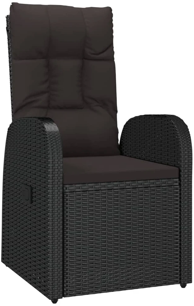 Sofa Sodo komplektas su pagalvėlėmis, 9 dalių, juodas, poliratanas