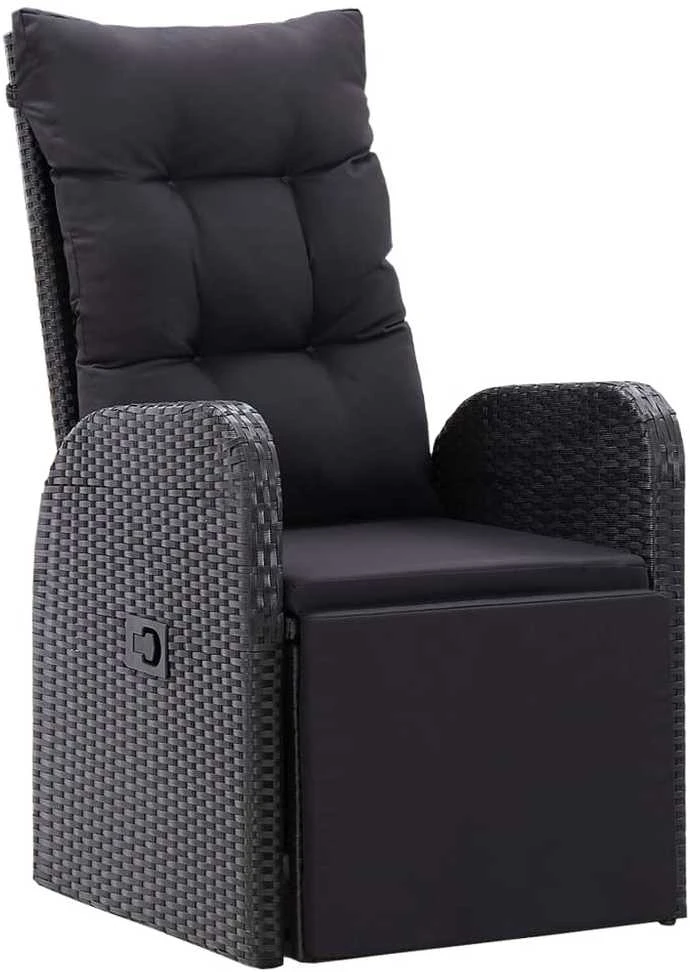 Sofa Sodo komplektas su pagalvėlėmis, 9 dalių, juodas, poliratanas