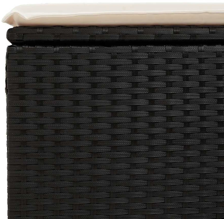 Lauko baldų komplektas Sodo komplektas su pagalvėlėmis, 9 dalių, juodas, poliratanas