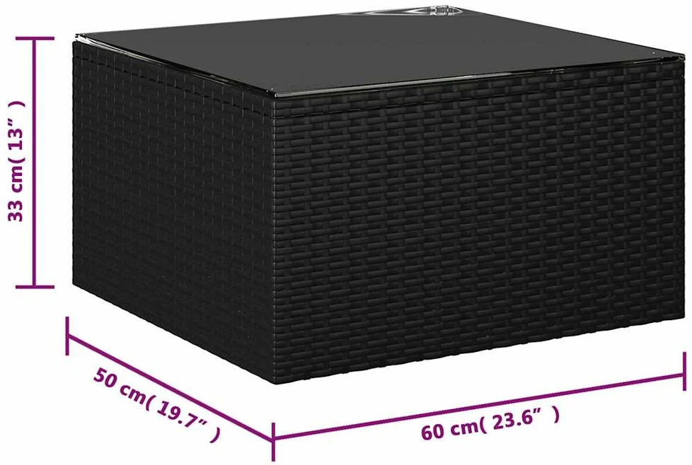 Lauko baldų komplektas Sodo komplektas su pagalvėlėmis, 9 dalių, juodas, poliratanas