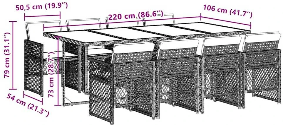 Sofa Sodo komplektas su pagalvėlėmis, 9 dalių, smėlio, poliratanas