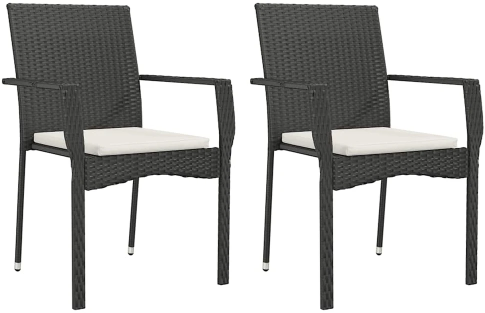 Sofa Sodo komplektas su pagalvėlėmis, 9 dalių, juodas, poliratanas