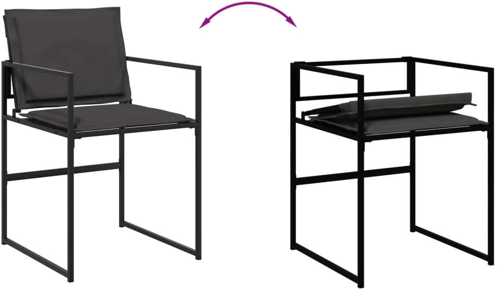 Lauko baldų komplektas Sodo komplektas su pagalvėlėmis, 9 dalių, juodas, tekstilenas
