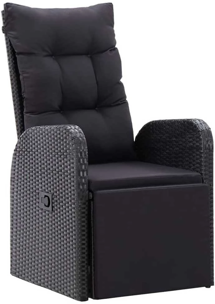 Sofa Sodo komplektas su pagalvėlėmis, 9 dalių, juodas, poliratanas