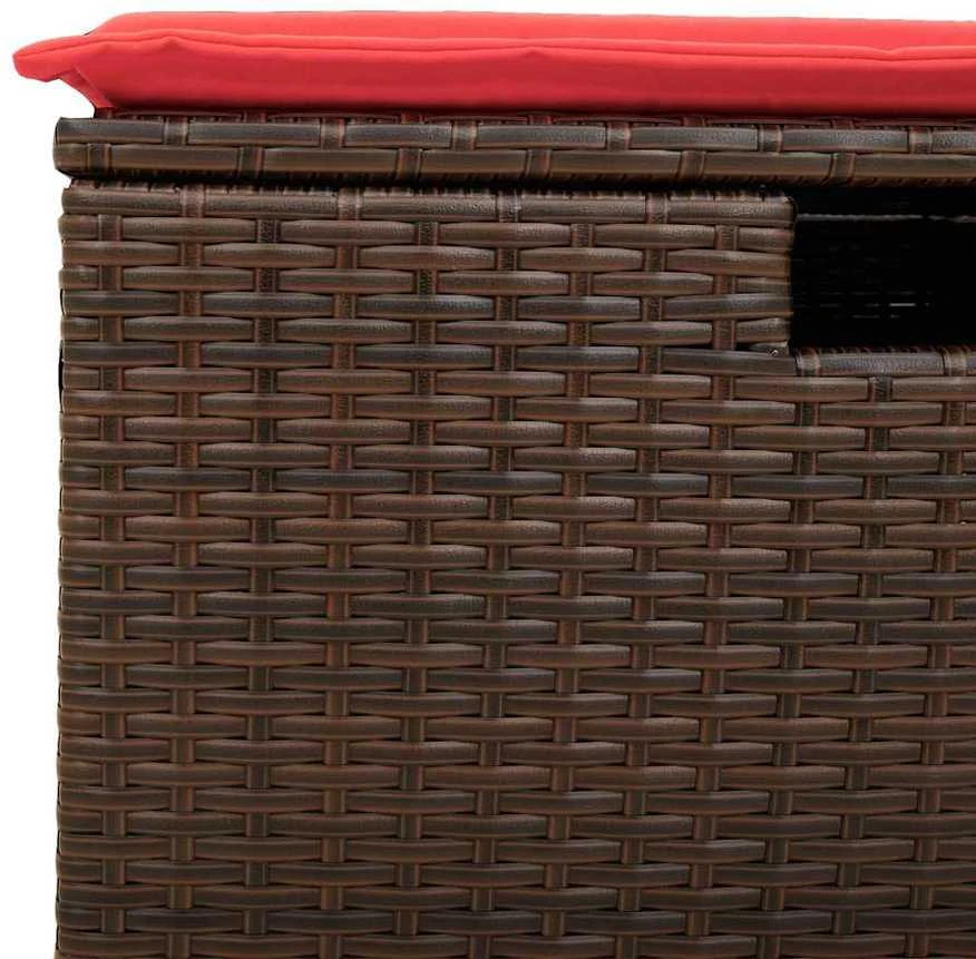 Lauko baldų komplektas Sodo komplektas su pagalvėlėmis, 9 dalių, rudas, poliratanas
