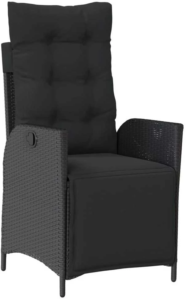 Lauko baldų komplektas Sodo komplektas su pagalvėlėmis, 9 dalių, juodas, poliratanas