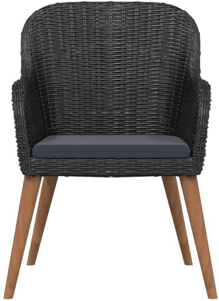 Lauko baldų komplektas Sodo komplektas su pagalvėlėmis, 9 dalių, juodas