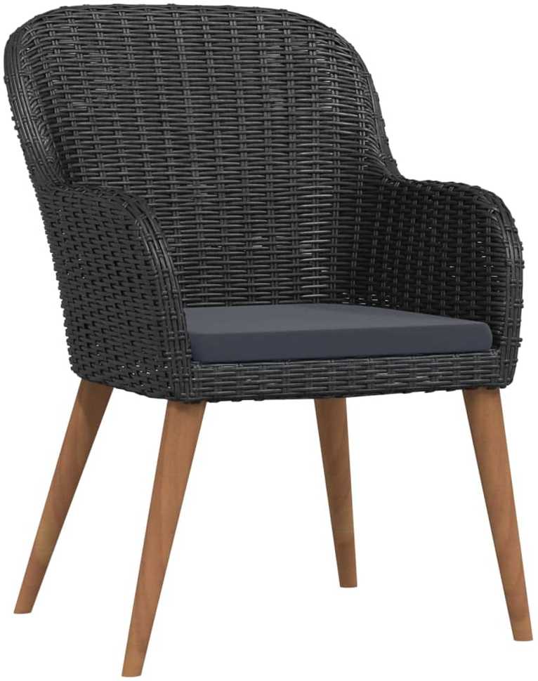 Lauko baldų komplektas Sodo komplektas su pagalvėlėmis, 9 dalių, juodas