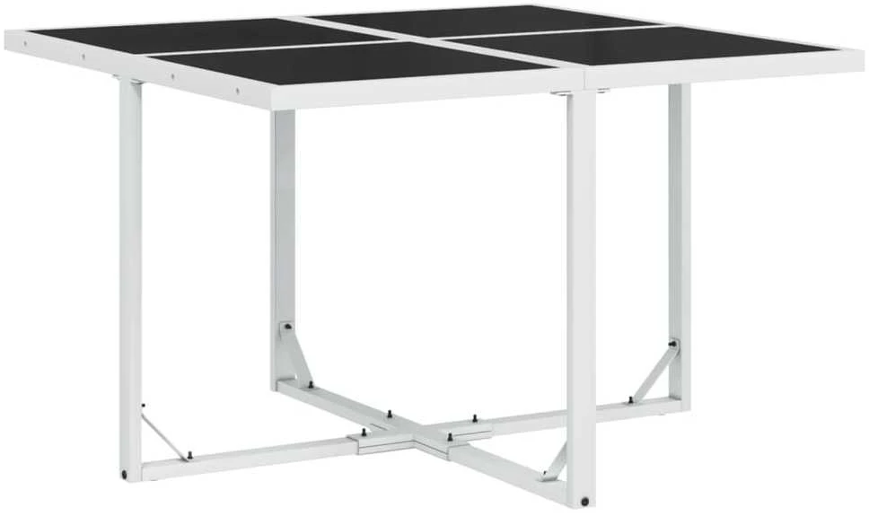 Lauko baldų komplektas Sodo komplektas su pagalvėlėmis, 9 dalių, baltas, tekstilenas